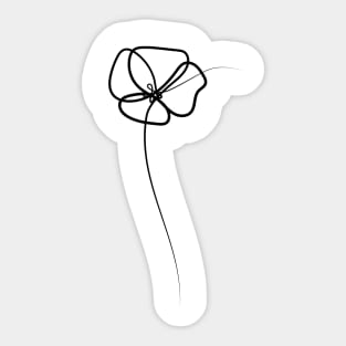 Poppy Flower Minimal art | One Line Drawing | One Line Art Sticker